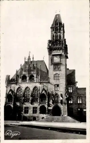 Ak Saarbrücken im Saarland, Rathaus, Turmuhr