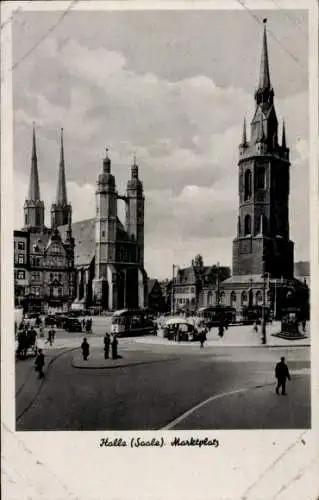 Ak Halle an der Saale, Marktplatz, Türme