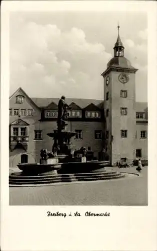 Ak Freiberg in Sachsen, Obermarkt, Brunnen