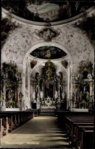 Ak Oberammergau in Oberbayern, Pfarrkirche, Innenansicht