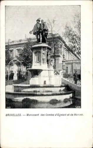 Ak Brüssel Brüssel, Statue der Grafen von Egmont und Hornes