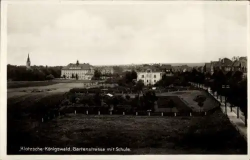 Ak Dresden Klotzsche Königswald, Gartenstraße mit Schule