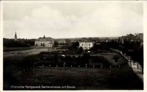 Ak Dresden Klotzsche Königswald, Gartenstraße mit Schule