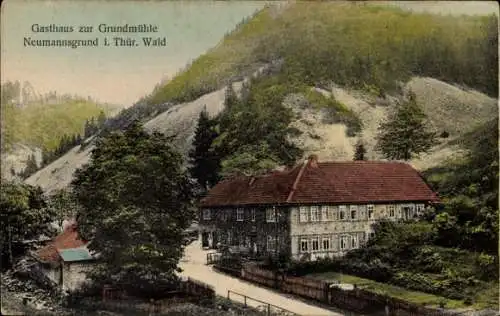 Ak Neumannsgrund Neuhaus am Rennweg Thüringen, Gasthaus zur Grundmühle