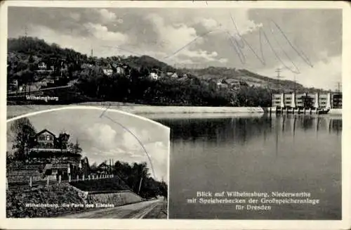 Ak Dresden Cossebaude Niederwartha, Wilhelmsburg, Speicherbecken der Großspeicheranlage für Dresden