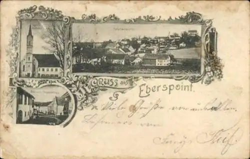 Ak Eberspoint Velden an der Vils Niederbayern, Totalansicht, Kirche, Brauerei Trappenberg