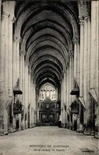 Ak Alcobaça Portugal, Mosteiro, Nave central da Egreja