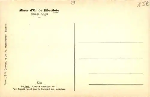 Ak Kilo Moto DR Kongo Zaire, Kraftwerk Nr. 1, Pont Algrain