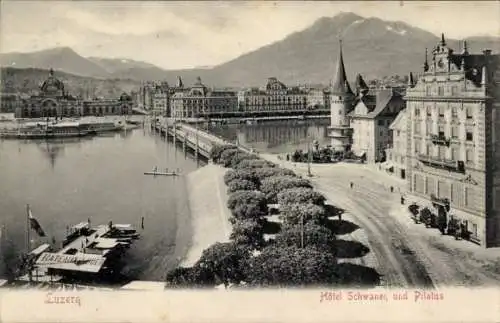 Ak Luzern Stadt, Hôtel Schwaner, Pilatus