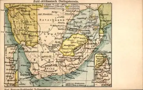 Landkarten Ak Südafrika, Zuid-Afrikaansch Oorlogsterrein