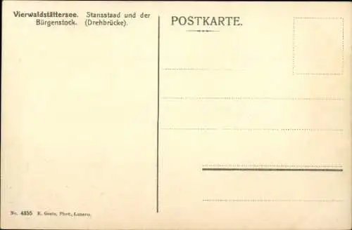 Ak Vierwaldstättersee Kanton Uri, Stansstaad und der Bürgenstock, Drehbrücke