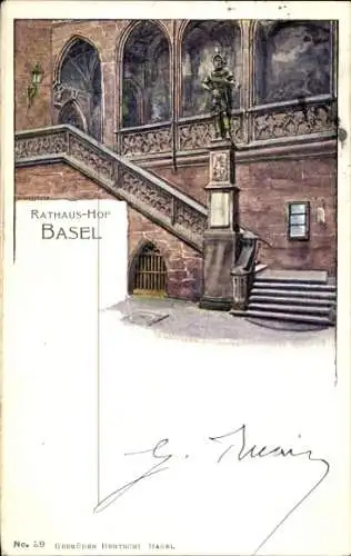 Künstler Litho Basel Bâle Stadt Schweiz, Rathaushof