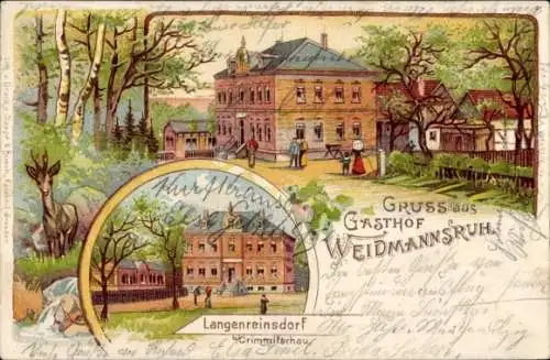 Litho Langenreinsdorf Crimmitschau in Sachsen, Gasthof Weidmannsruh