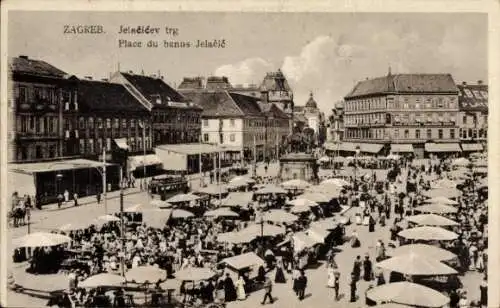 Ak Zagreb Kroatien, Marktplatz