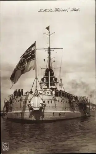 Ak Deutsches Kriegsschiff, SMS Kaiser, Schlachtkreuzer, Heck, Kaiserliche Marine