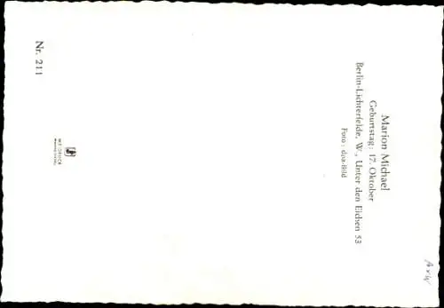 Ak Schauspielerin Marion Michael, Portrait, Autogramm