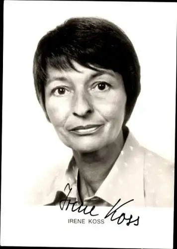 Ak Schauspielerin und Fernsehansagerin Irene Koss, Portrait, Autogramm