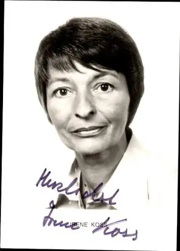 Ak Schauspielerin und Fernsehansagerin Irene Koss, Portrait, Autogramm