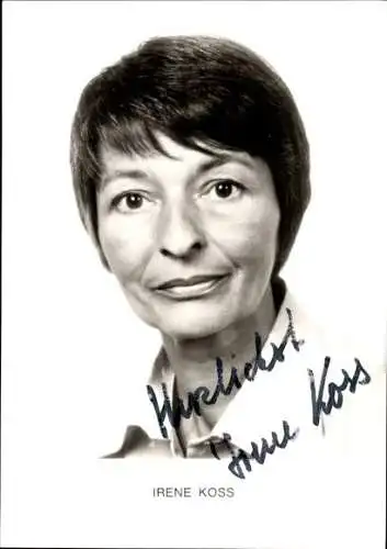 Ak Schauspielerin und Fernsehansagerin Irene Koss, Portrait, Autogramm