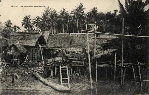 Ak Vietnam, An Annamite House, Dorfansicht