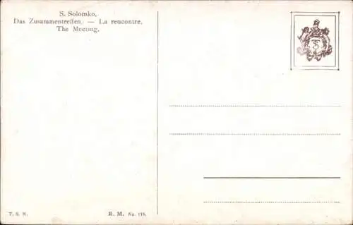 Künstler Ak Solomko, Das Zusammentreffen, russische Trachten