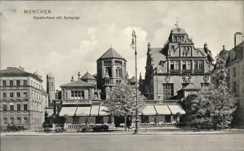 Judaika Ak München, Blick auf das Künstlerhaus mit Synagoge