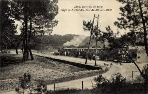 Ak Nauzan Saint Palais sur Mer Charente Maritime, Eisenbahn, Strandpartie