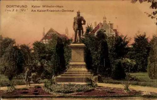 Ak Dortmund im Ruhrgebiet, Kaiser Wilhelm Hain, Kaiser Friedrich Denkmal