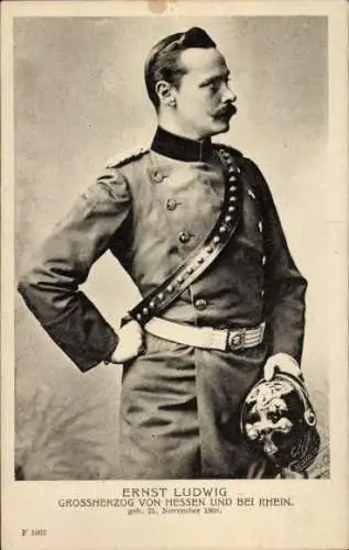 Ak Großherzog Ernst Ludwig von Hessen und bei Rhein, Porträt in Uniform