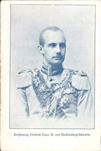 Ak Großherzog Friedrich Franz IV. von Mencklenburg-Schwerin, Porträt in Uniform