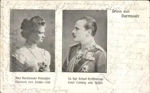 Ak Großherzog Ernst Ludwig von Hessen, Eleonore zu Solms-Hohensolms-Lich