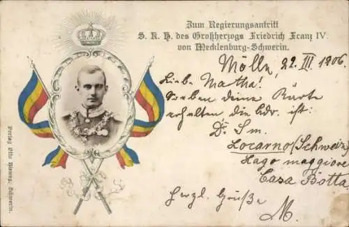 Ak Großherzog Friedrich Franz IV von Mecklenburg-Schwerin, Regierungsantritt