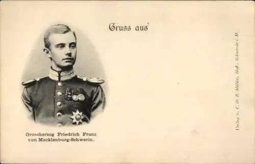 Ak Großherzog Friedrich Franz IV. von Mecklenburg-Schwerin, Porträt in Uniform