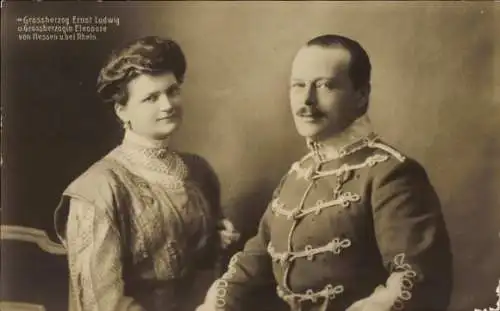 Ak Großherzog Ernst Ludwig und Großherzogin Eleonore von Hessen und bei Rhein