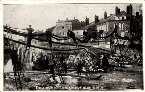 Ak Deutsche Telegraphenarbeiter, Soldaten in Uniformen, I. WK