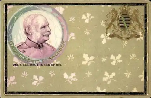 Präge Wappen Ak Georg, König von Sachsen, Porträt