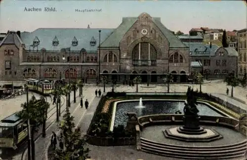 Ak Aachen, Hauptbahnhof, Straßenbahnen