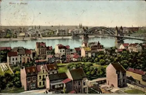 Ak Bonn am Rhein, Blick von Beuel, Teilansicht, Rheinbrücke