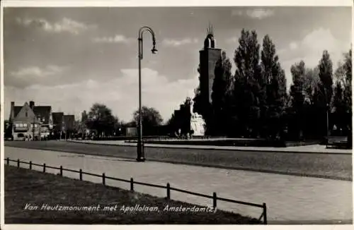 AK Amsterdam Nordholland Niederlande, Van-Heutz-Denkmal mit Apollolaan