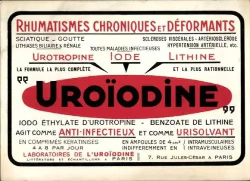 Ak Reklame, Chronischer und deformierender Rheumatismus, Uroiodine Laboratories