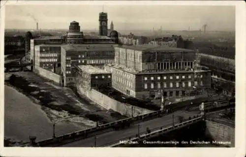 Ak München Bayern, Gesamtbauanlage des Deutschen Museums, Brücke