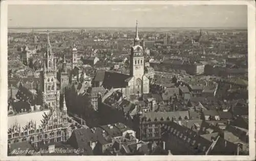 Ak München, Blick vom Petersturm, Rathaus, Stadtpanorama