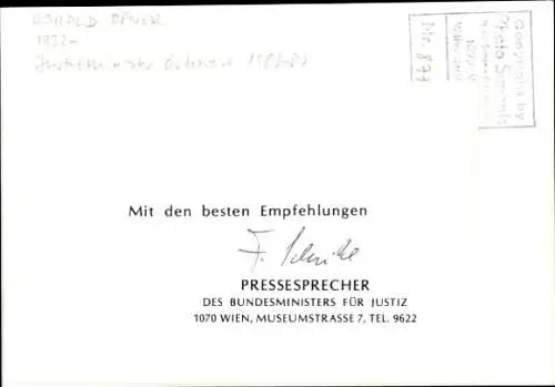 Foto österreichischer Politiker Harald Ofner, Porträt, Autogramm