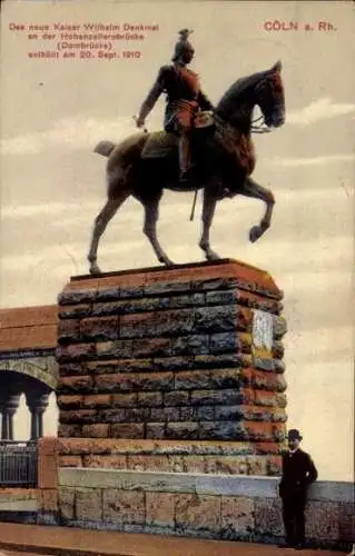 Ak Köln am Rhein, neues Kaiser Wilhelm-Denkmal, Hohenzollernbrücke, Dombrücke