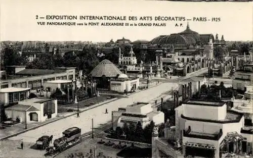 Ak Internationale Ausstellung für dekorative Kunst, Paris 1925, Pont Alexandre III, Grand Palais