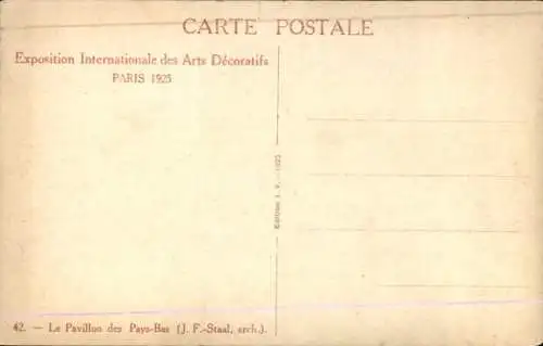 Ak Internationale Ausstellung für dekorative Kunst, Paris 1925, Niederländischer Pavillon