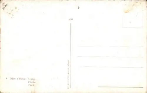 Künstler Ak Vedove, D. A., Früchte, Obst, Schale, Weintrauben, Birnen