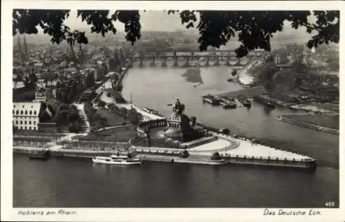 Ak Koblenz am Rhein, Deutsches Eck, Kaiser Wilhelm Denkmal