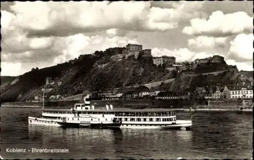 Ak Ehrenbreitstein Koblenz, Rhein, Salondampfer Vaterland, Festung