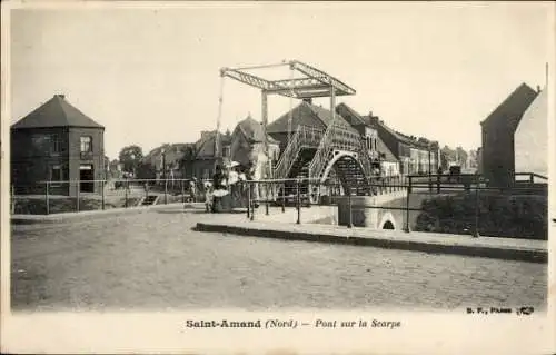 Ak Saint Amand les Eaux Nord, Pont sur la Scarpe